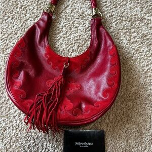 Yves Saint Laurent Red Leather Hobo Bag